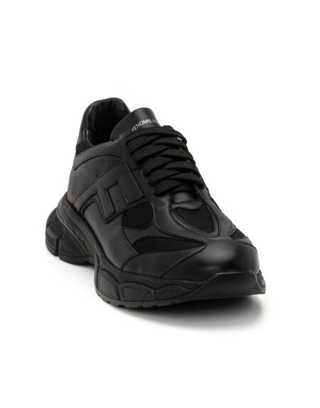 andrika dermatina total black athletic type leather sneakers 2503 fenomilano