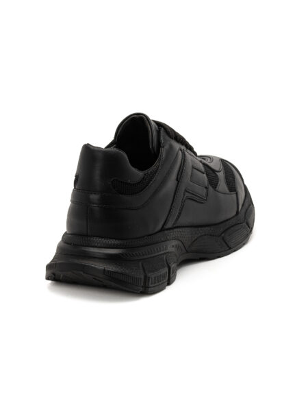 andrika dermatina total black athletic type leather sneakers 2503 fenomilano