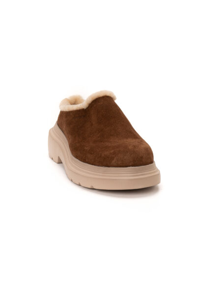 andrika beige suede slip on warm step fur inside fenomilano