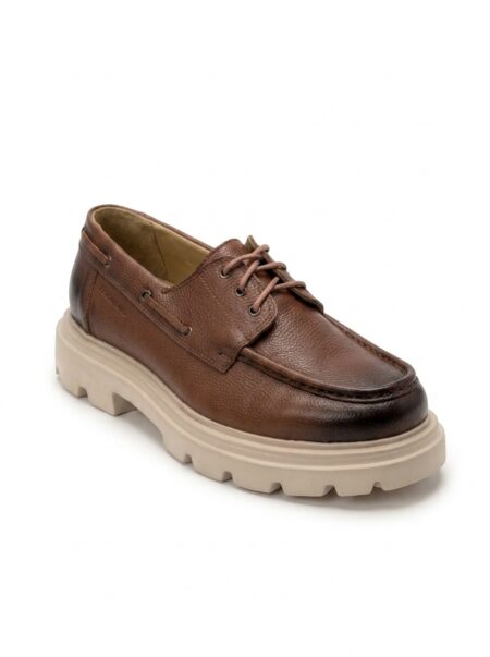 andrika dermatina dark taba lace ups granular leather extra light beige sole fenomilano