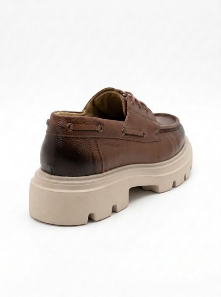 andrika dermatina dark taba lace ups granular leather extra light beige sole fenomilano