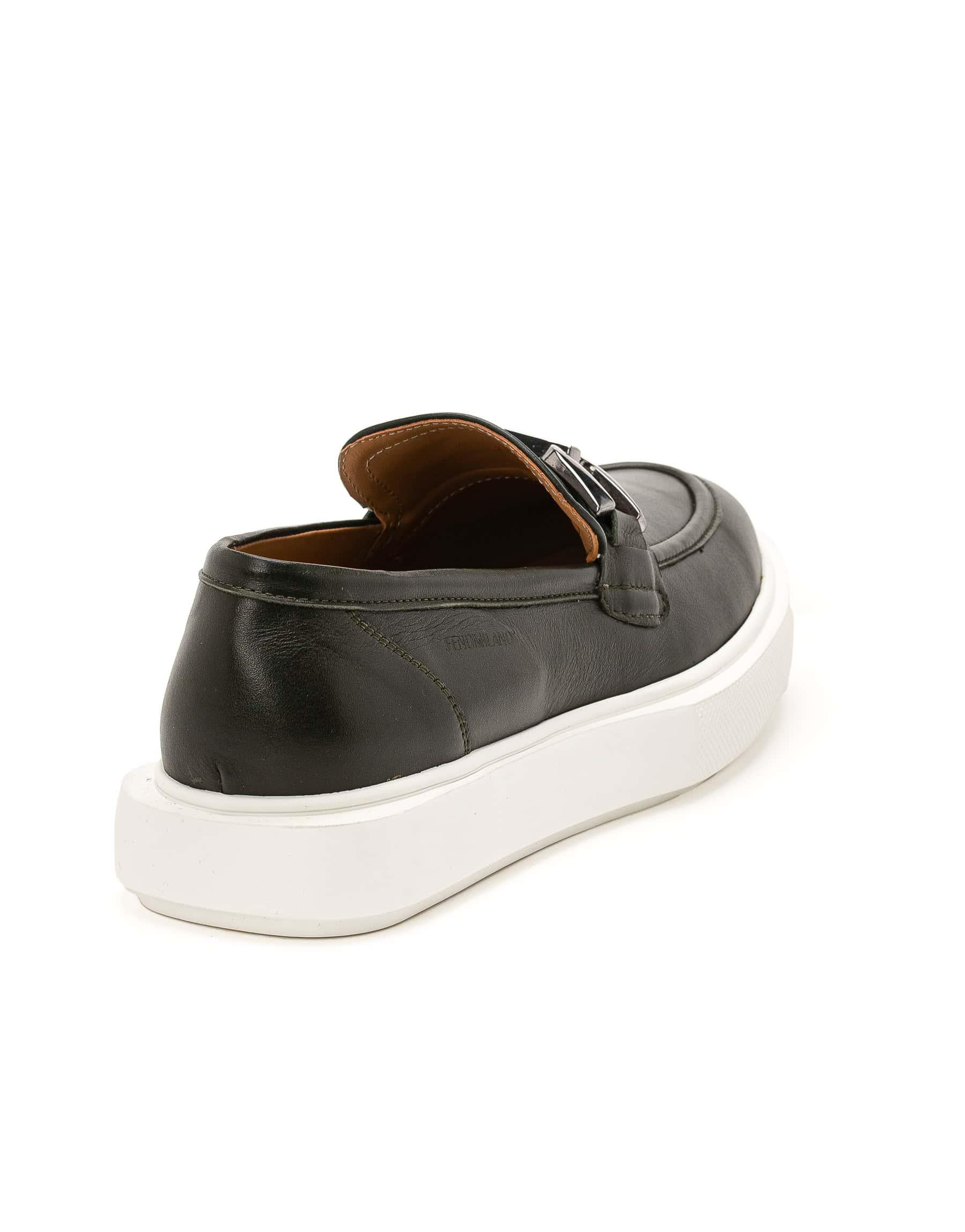 andrika-dermatina-khaki-loafers-white-sole-silver-buckle-3075-25-fenomilano (2) andrika dermatina khaki loafers white sole silver buckle 3075-25 fenomilano