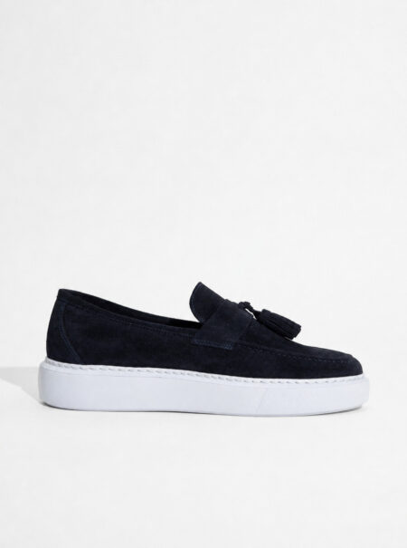 andrika dermatina suede loafers tassels navy gaios di costa
