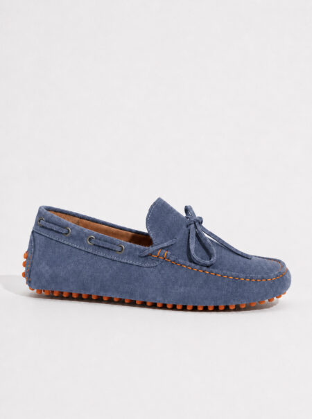 andrika dermatina suede mocassins azzurro serifos di costa