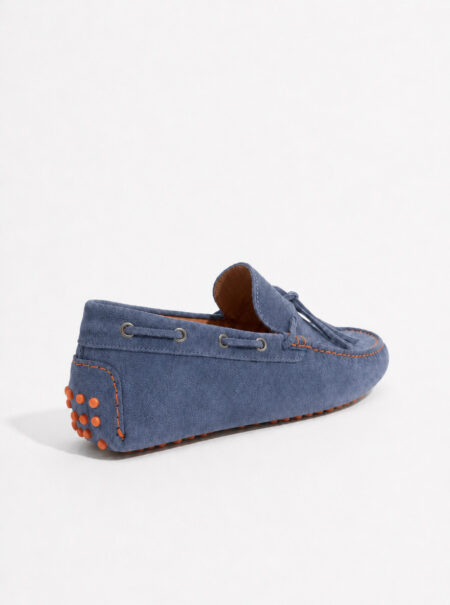 andrika dermatina suede mocassins azzurro serifos di costa